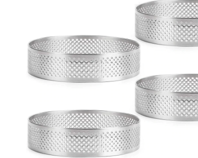 anillo antiadherente resistencia a altas temperaturas anillo microperforado para tartas redondas y perforadas reutilizables XIANGLONGY 8 anillos microperforados para tarta 
